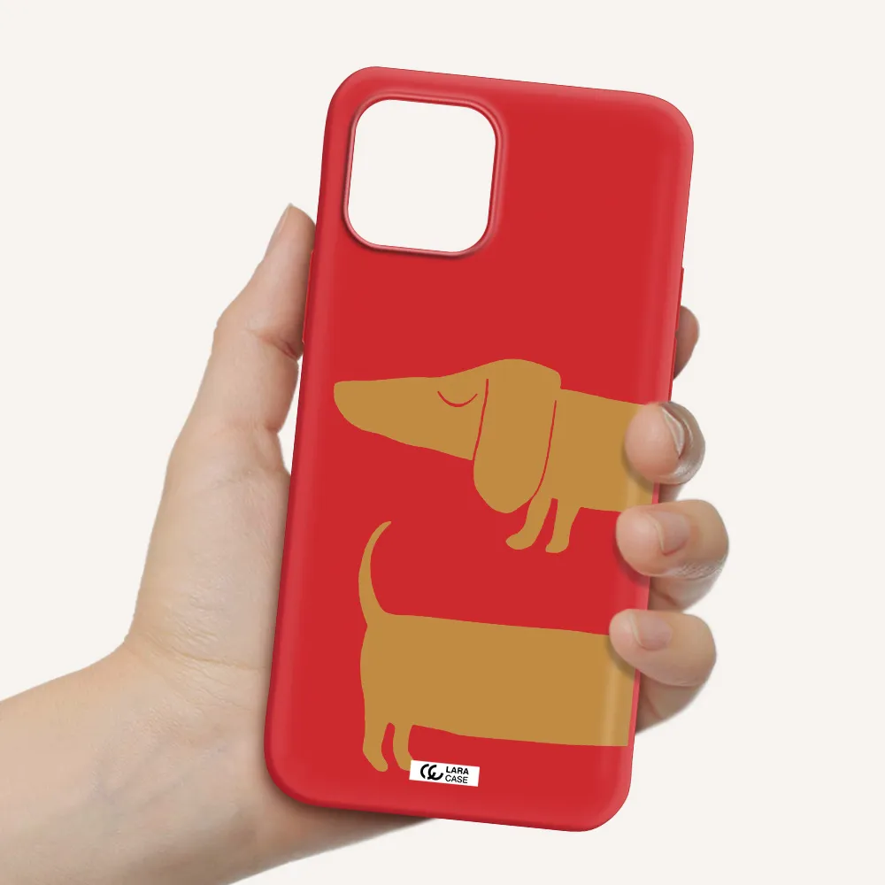 Dachshund Apple iPhone 12 mini Silicone Imperial Red Case