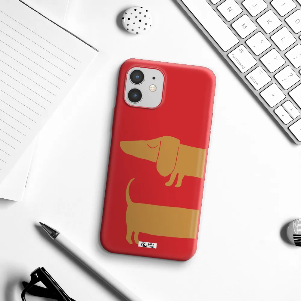 Dachshund Apple iPhone 12 mini Silicone Imperial Red Case