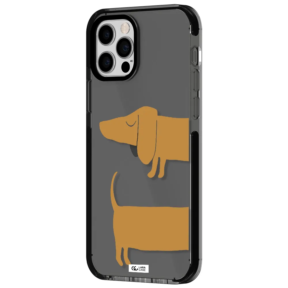 Dachshund Apple iPhone 12 pro impact Smoke Black Case