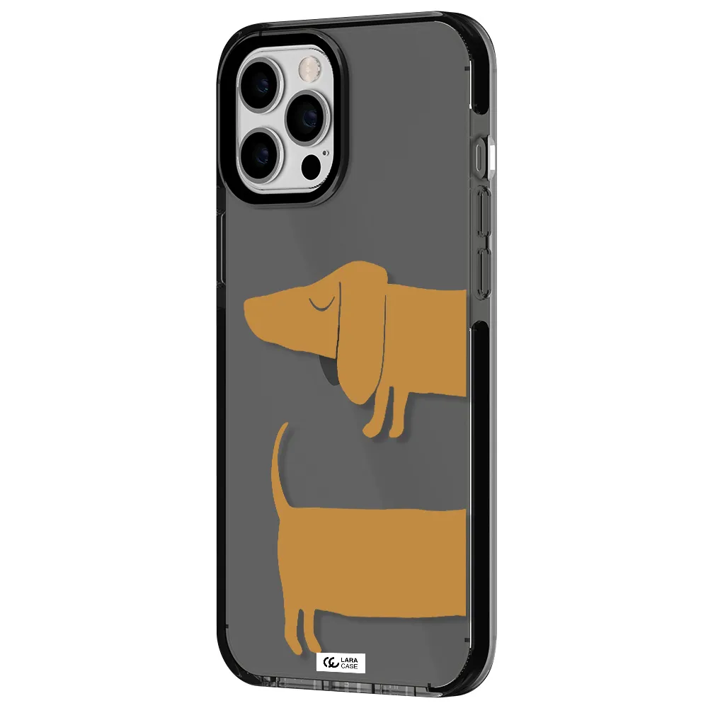 Dachshund Apple iPhone 12 pro max impact Smoke Black Case
