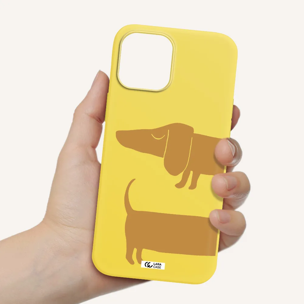 Dachshund Apple iPhone 12 pro max Silicone canary yellow Case