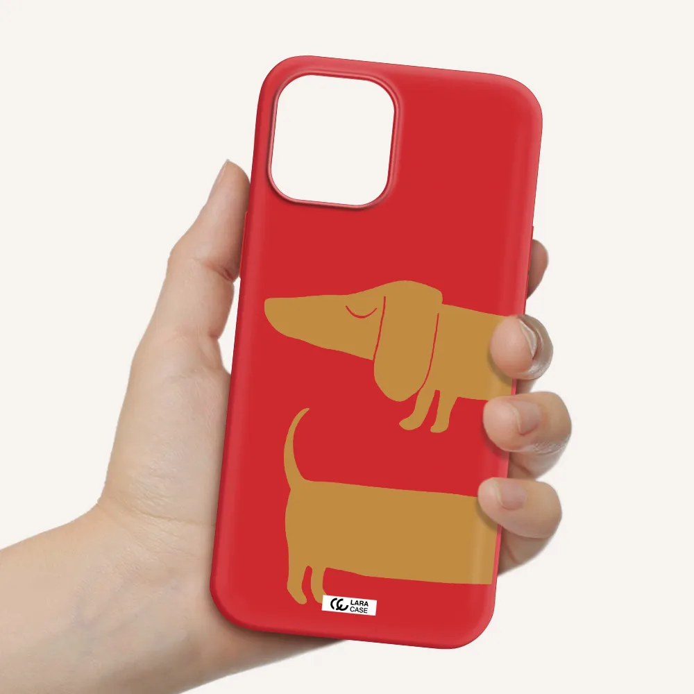 Dachshund Apple iPhone 12 pro max Silicone Imperial Red Case