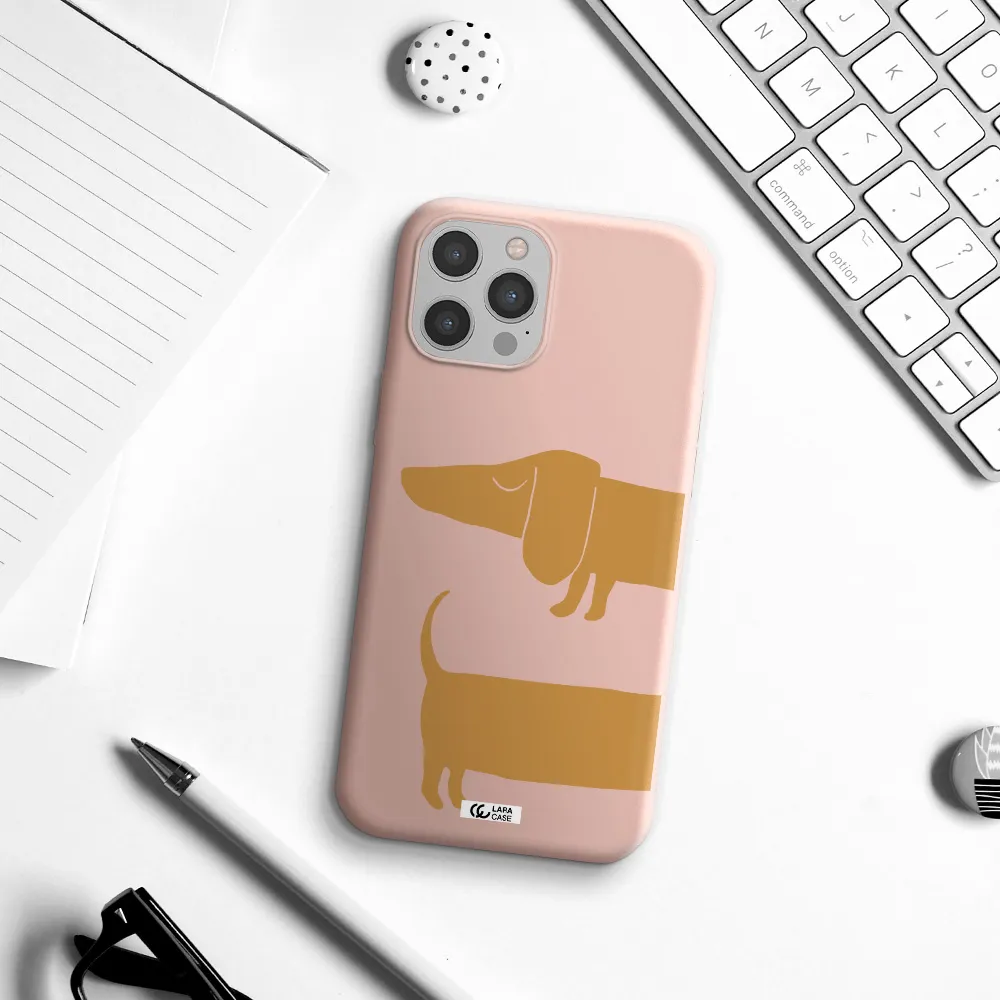 Dachshund Apple iPhone 12 pro max Silicone pastel pink Case