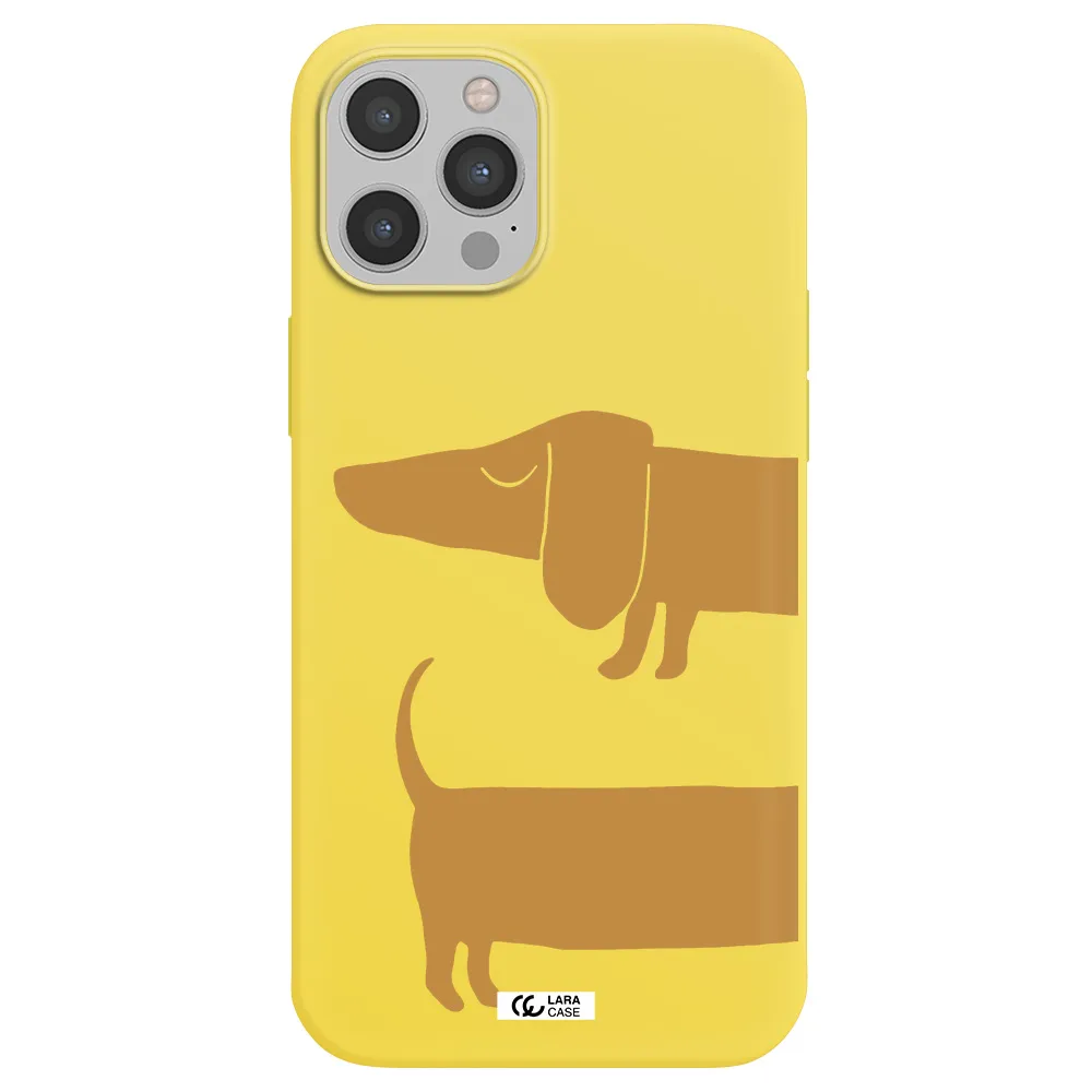 Dachshund Apple iPhone 12 pro Silicone canary yellow Case