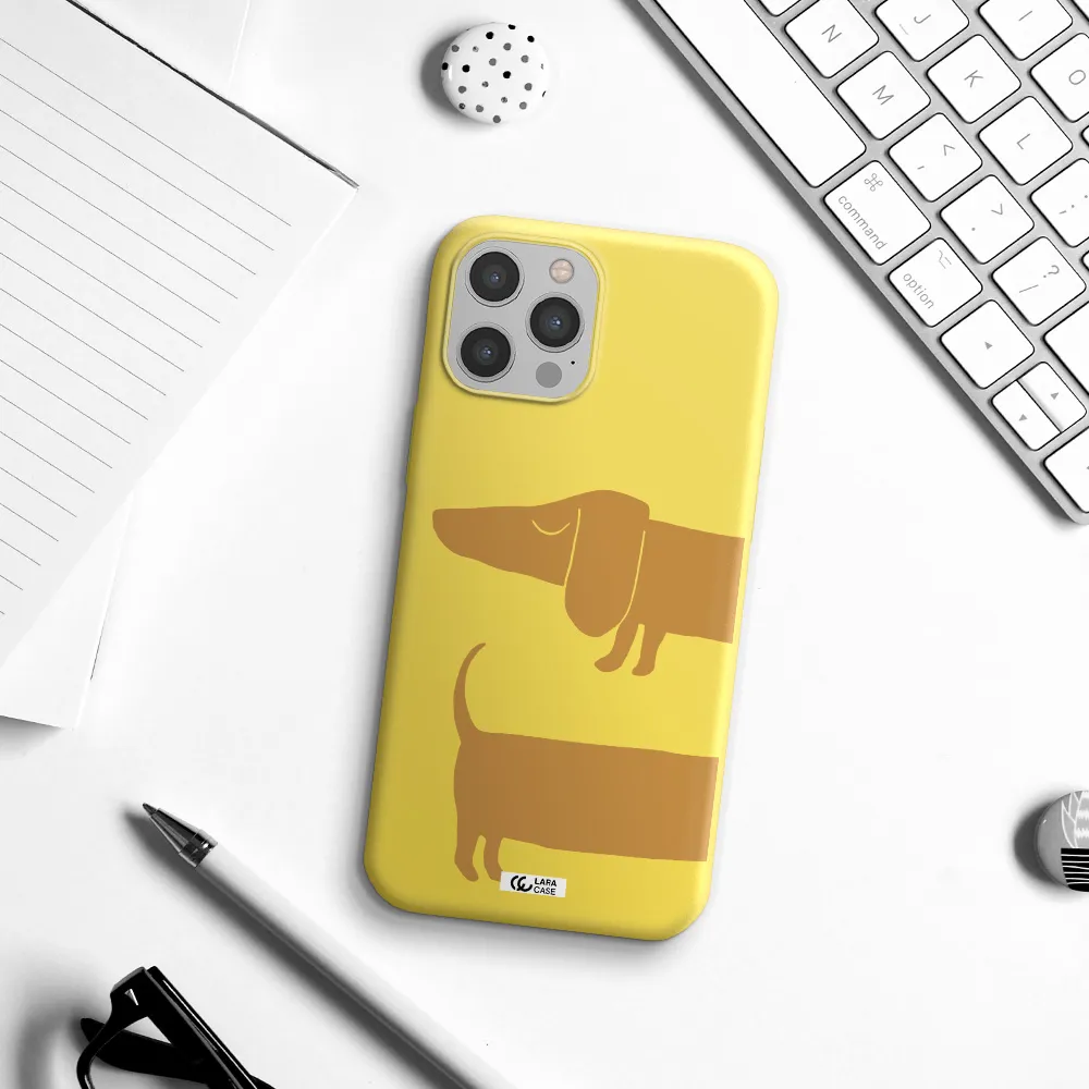 Dachshund Apple iPhone 12 pro Silicone canary yellow Case