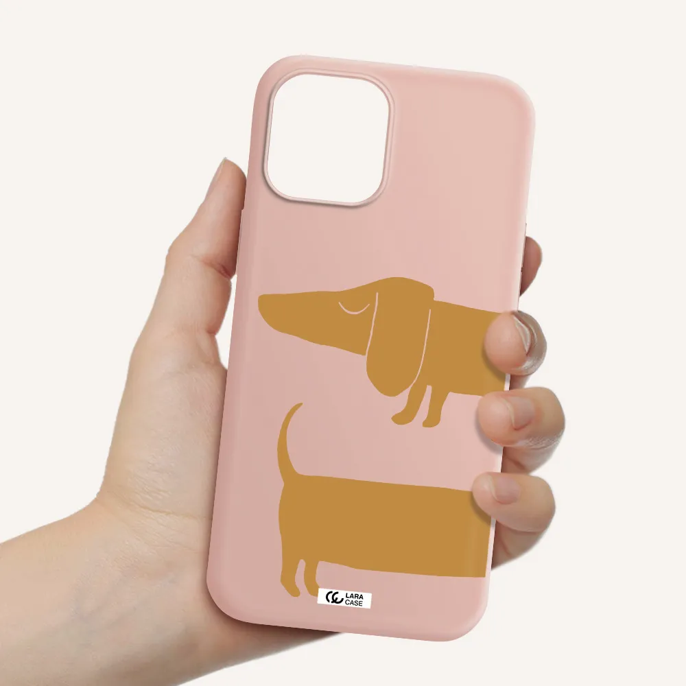 Dachshund Apple iPhone 12 pro Silicone pastel pink Case