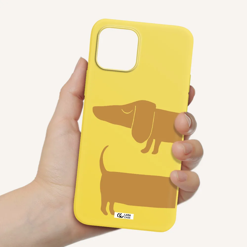 Dachshund Apple iPhone 12 Silicone canary yellow Case