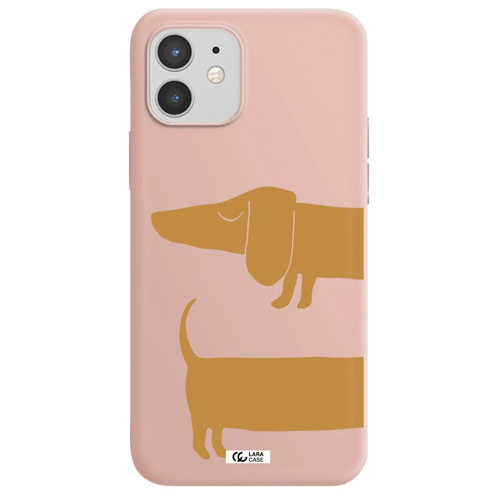 Dachshund Apple iPhone 12 Silicone pastel pink Case