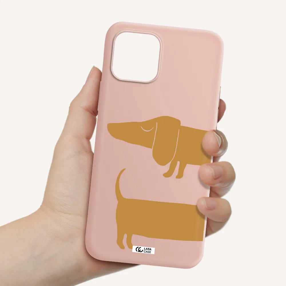 Dachshund Apple iPhone 12 Silicone pastel pink Case