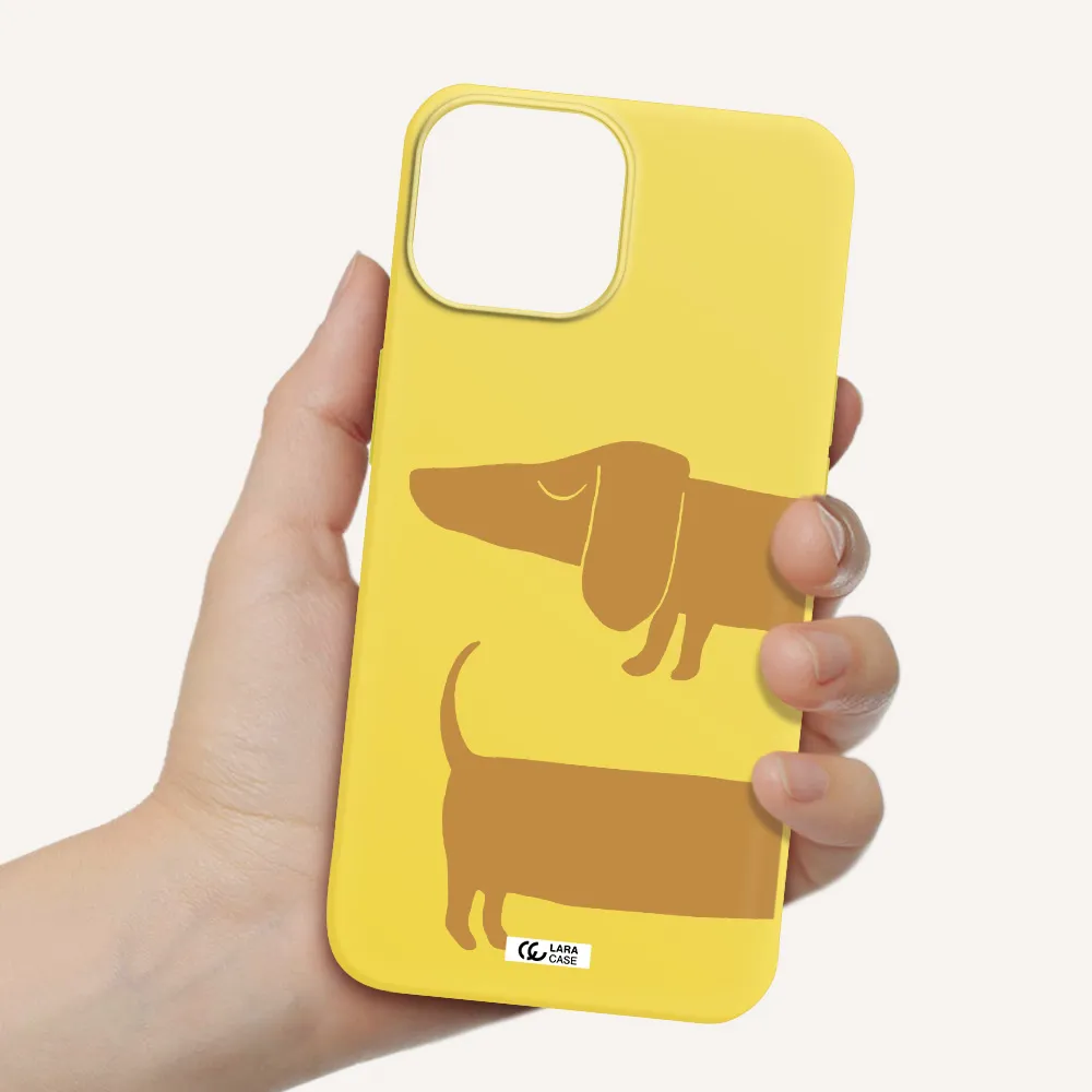 Dachshund Apple iPhone 13 mini Silicone canary yellow Case