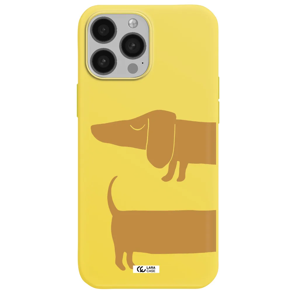 Dachshund Apple iPhone 13 Pro Max Silicone canary yellow Case