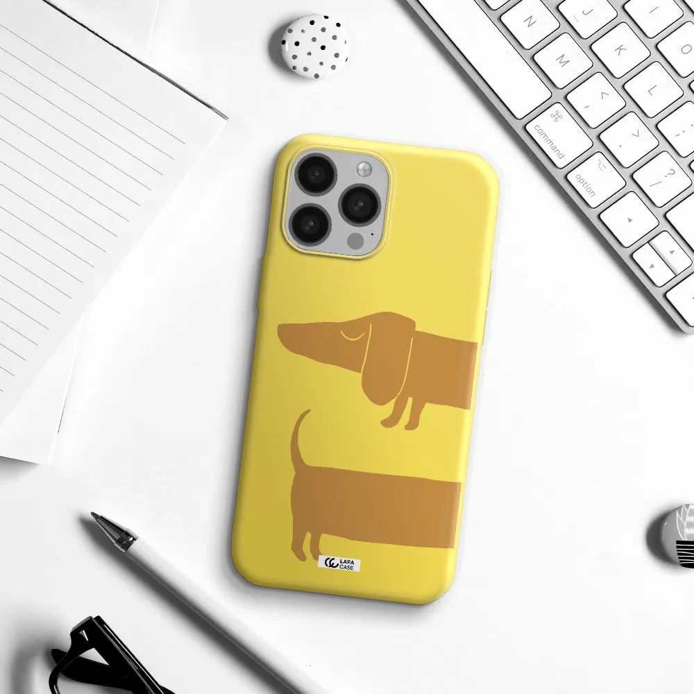 Dachshund Apple iPhone 13 Pro Max Silicone canary yellow Case