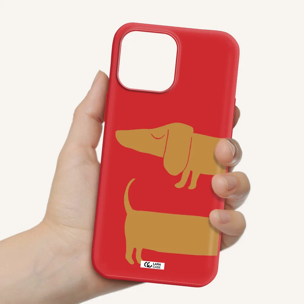 Dachshund Apple iPhone 13 Pro Max Silicone Imperial Red Case