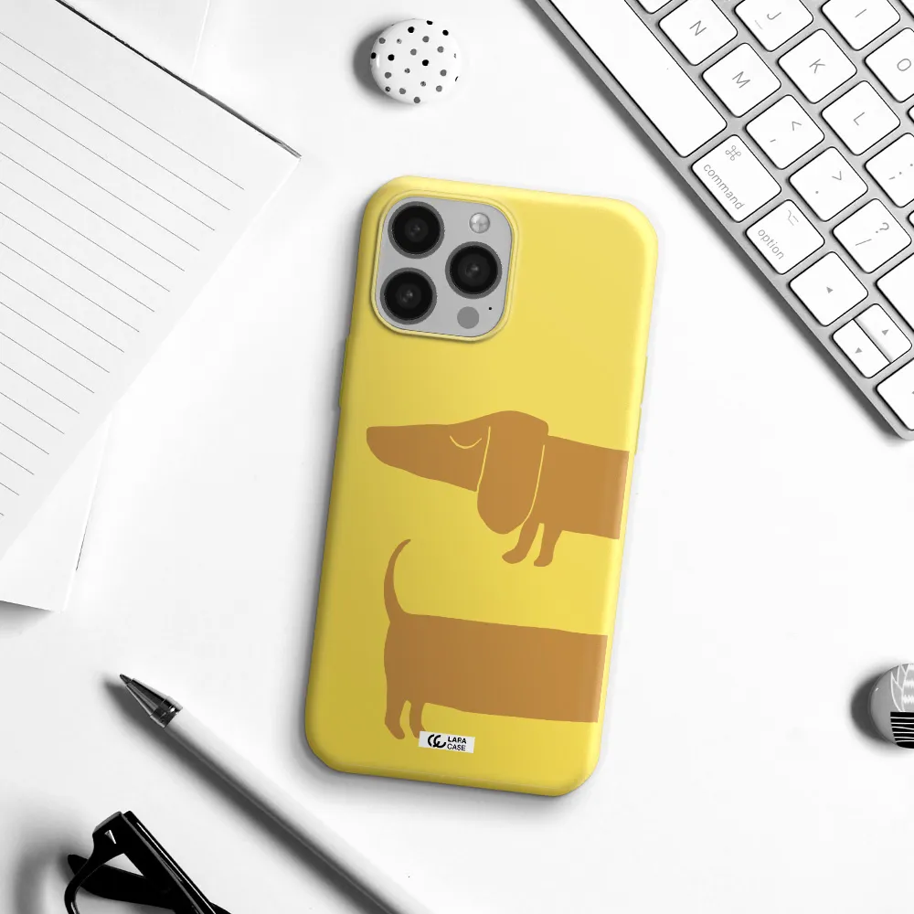 Dachshund Apple iPhone 13 Pro Silicone canary yellow Case