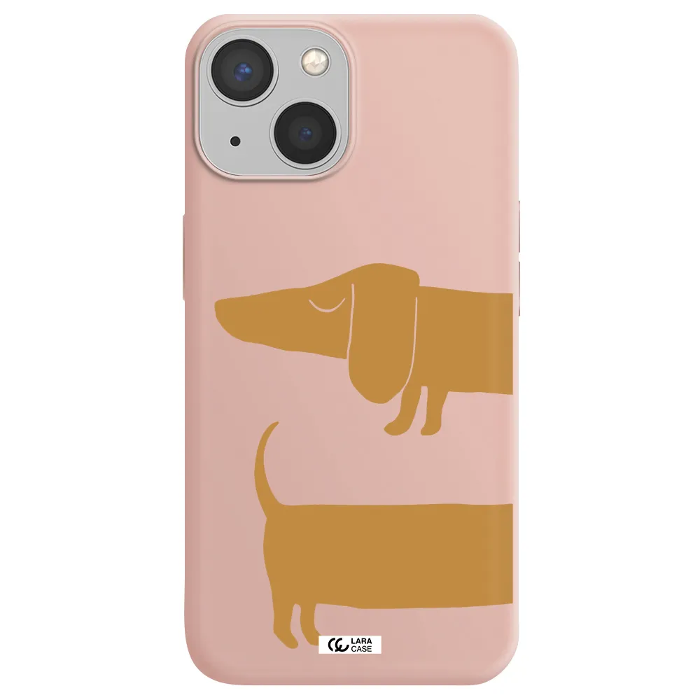 Dachshund Apple iPhone 13 Silicone pastel pink Case