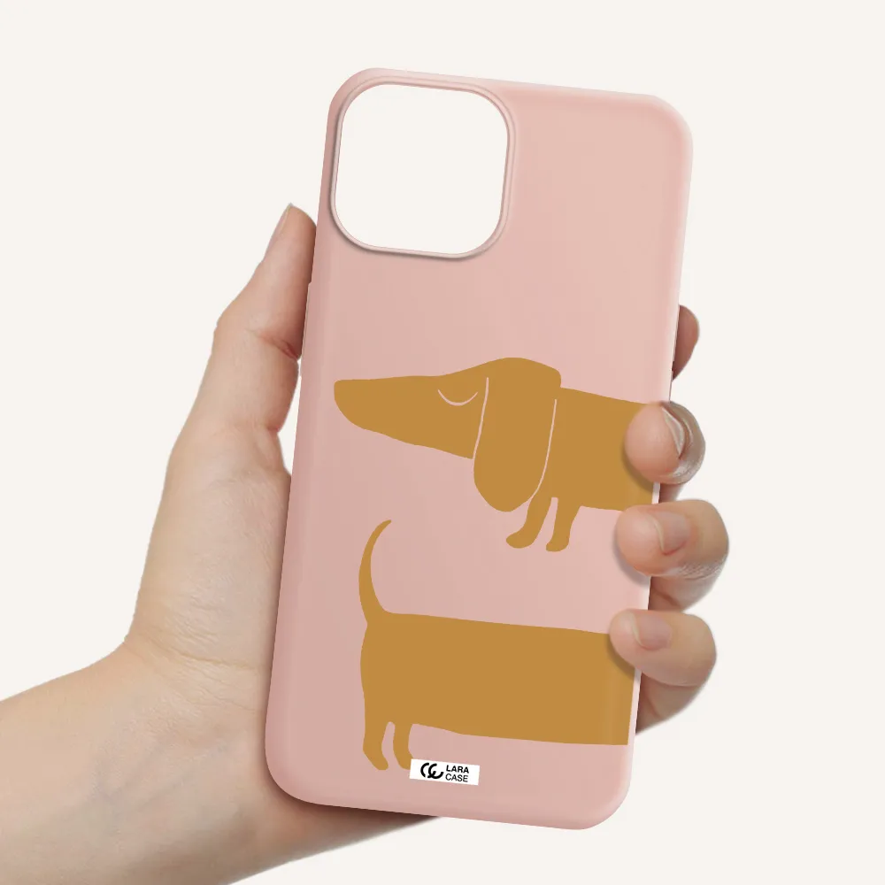 Dachshund Apple iPhone 13 Silicone pastel pink Case