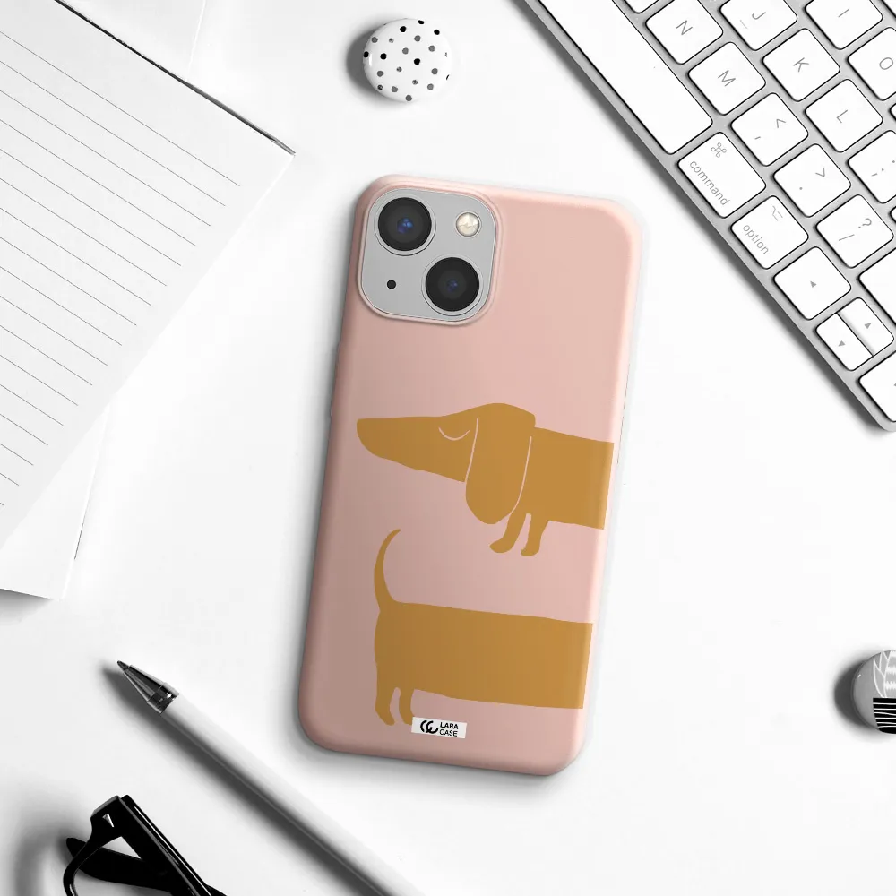 Dachshund Apple iPhone 13 Silicone pastel pink Case