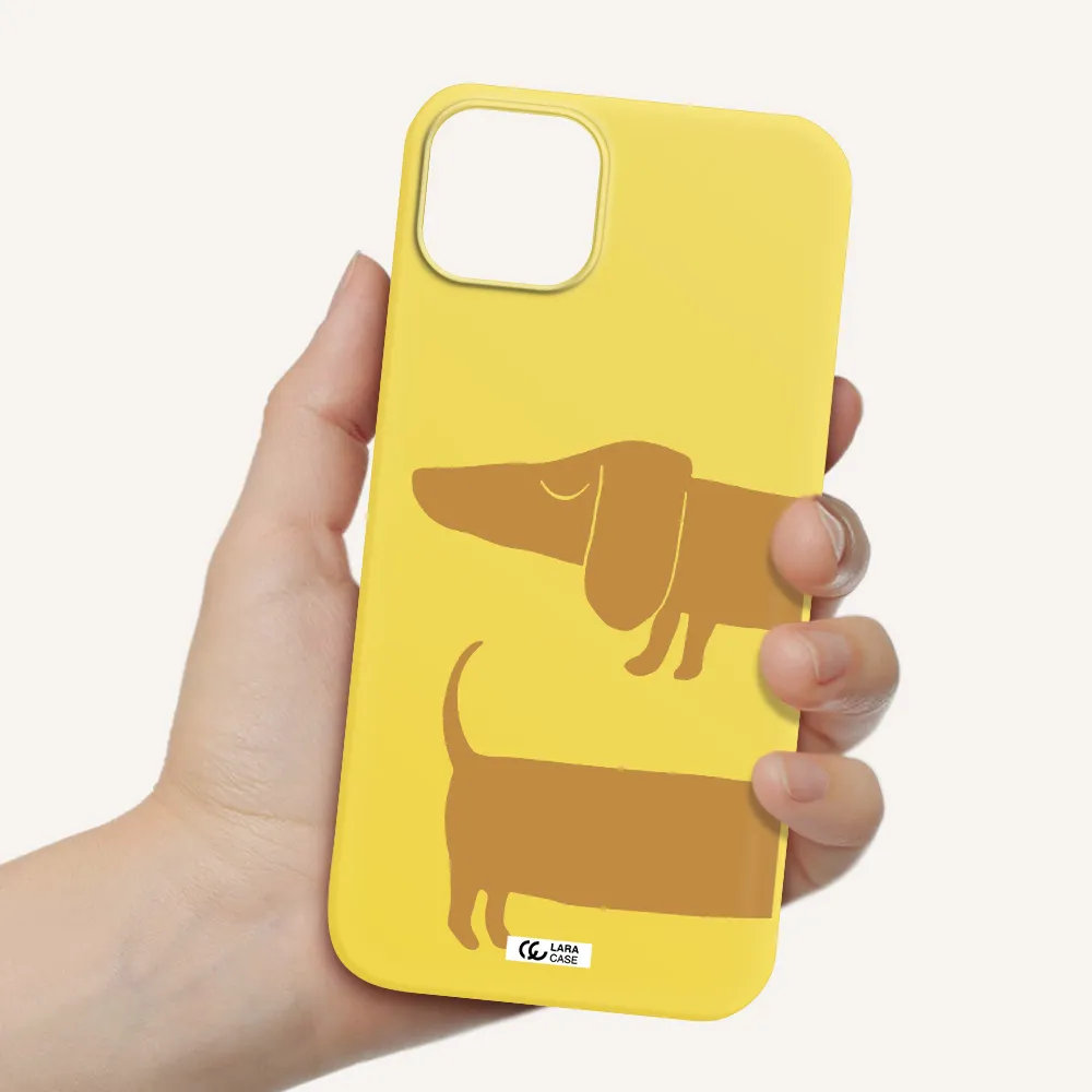 Dachshund Apple iPhone 14 plus Silicone canary yellow Case