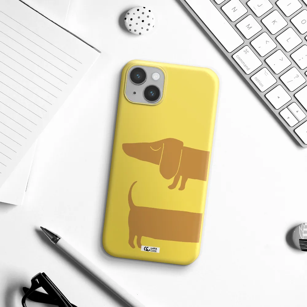 Dachshund Apple iPhone 14 plus Silicone canary yellow Case