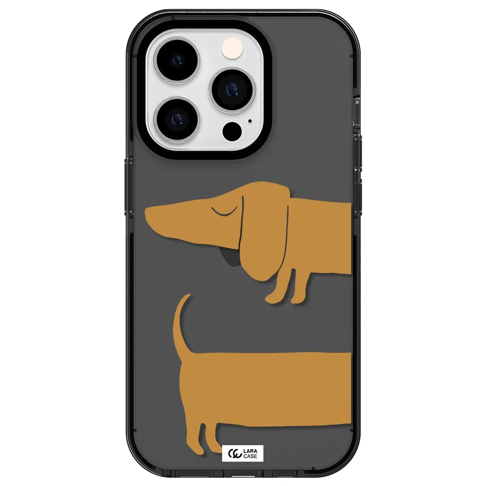 Dachshund Apple iPhone 14 pro impact Smoke Black Case