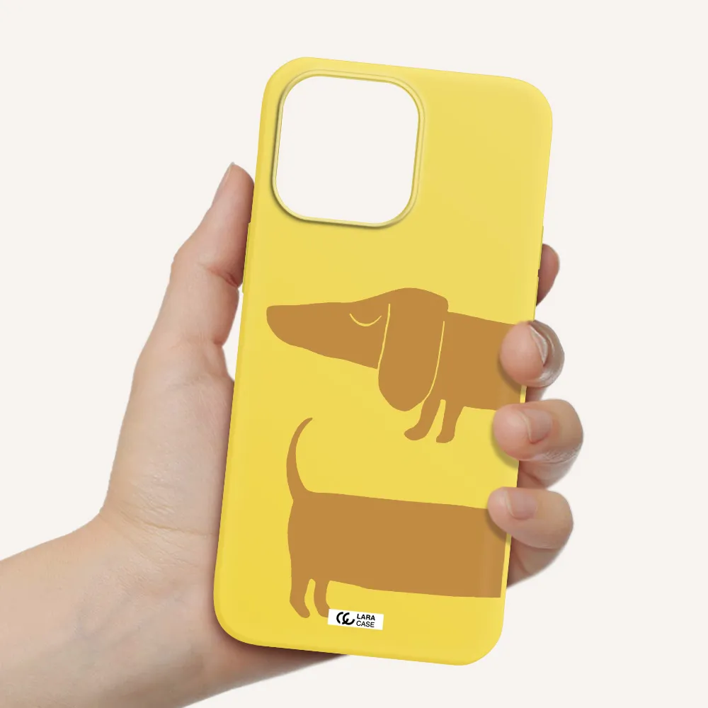 Dachshund Apple iPhone 14 pro max Silicone canary yellow Case