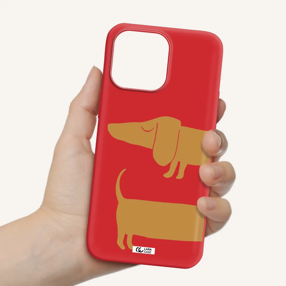 Dachshund Apple iPhone 14 pro max Silicone Imperial Red Case