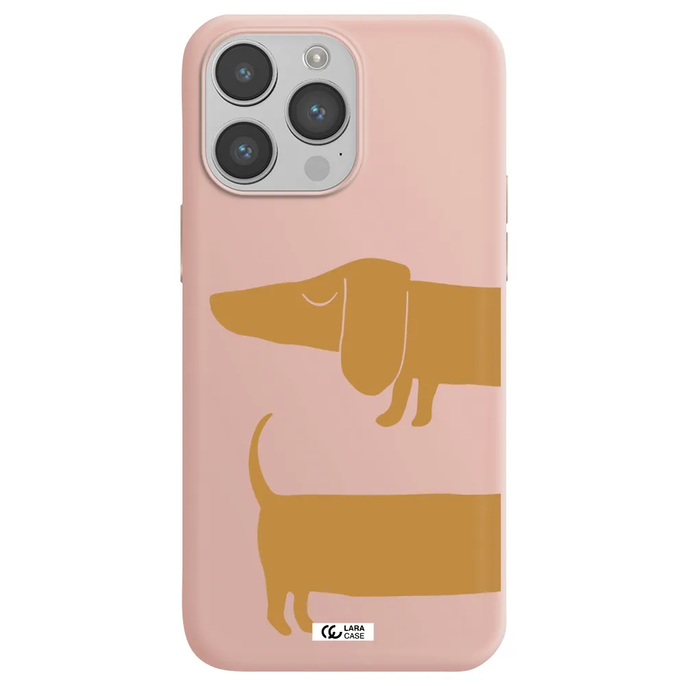 Dachshund Apple iPhone 14 pro max Silicone pastel pink Case