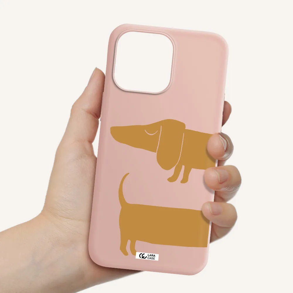 Dachshund Apple iPhone 14 pro max Silicone pastel pink Case