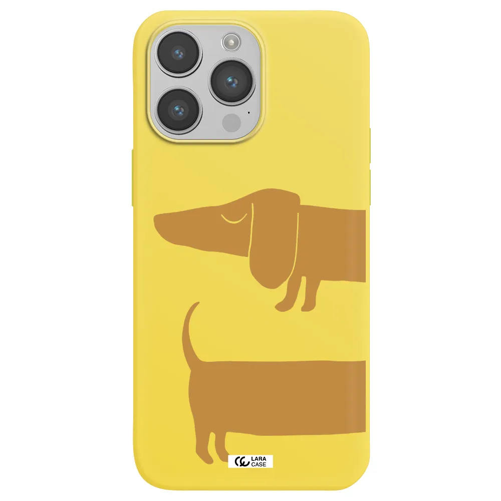 Dachshund Apple iPhone 14 pro Silicone canary yellow Case