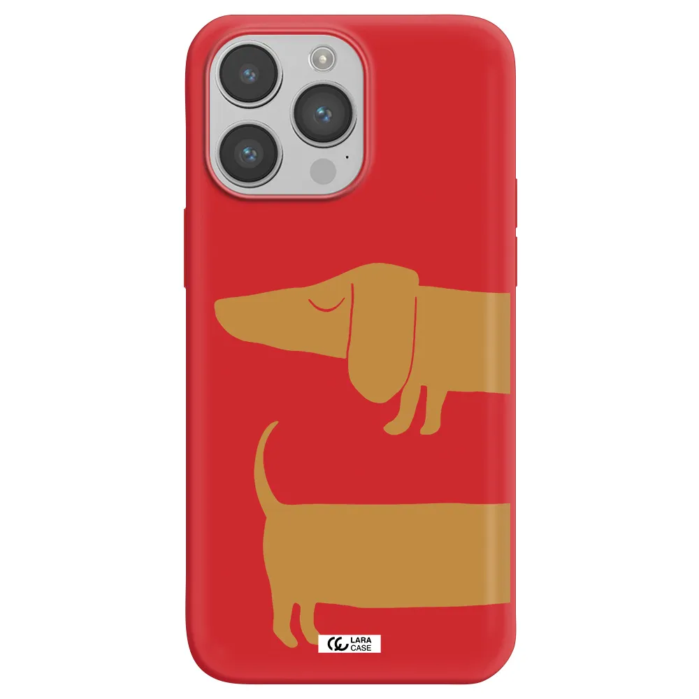 Dachshund Apple iPhone 14 pro Silicone Imperial Red Case