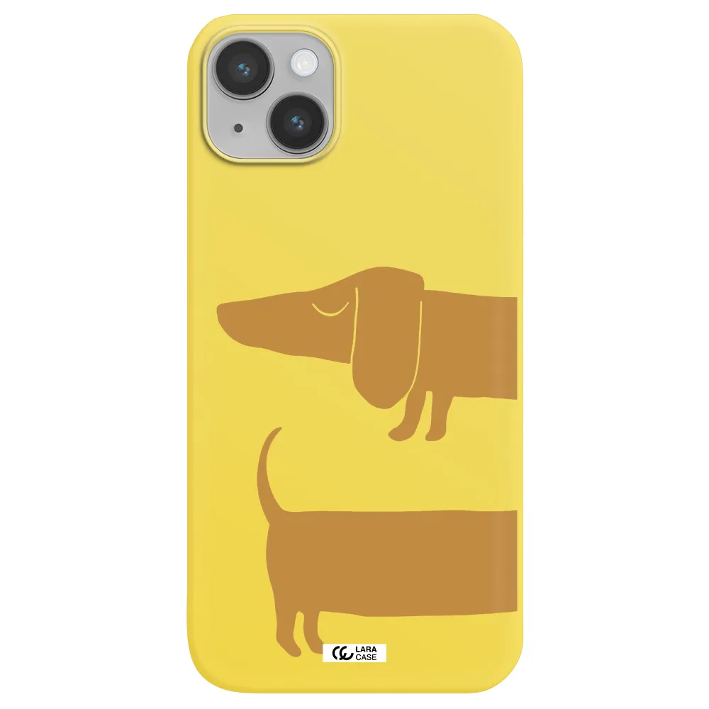 Dachshund Apple iPhone 14 Silicone canary yellow Case