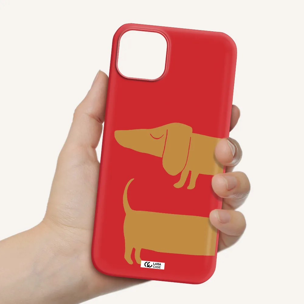 Dachshund Apple iPhone 14 Silicone Imperial Red Case