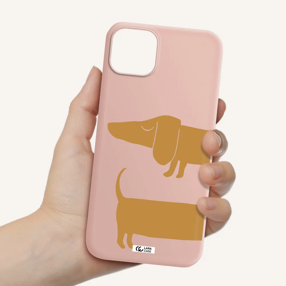 Dachshund Apple iPhone 14 Silicone pastel pink Case