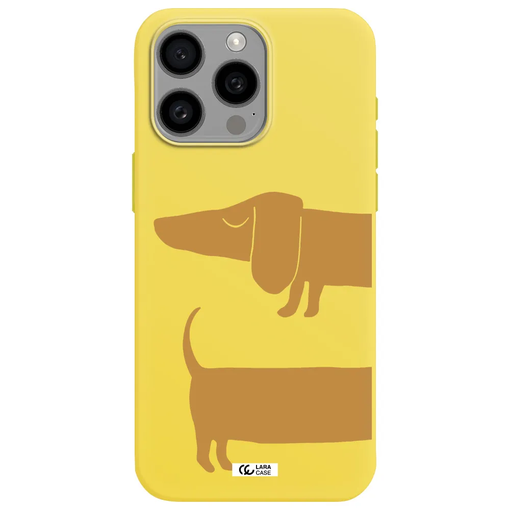Dachshund Apple Iphone 15 Pro max Silicone canary yellow Case