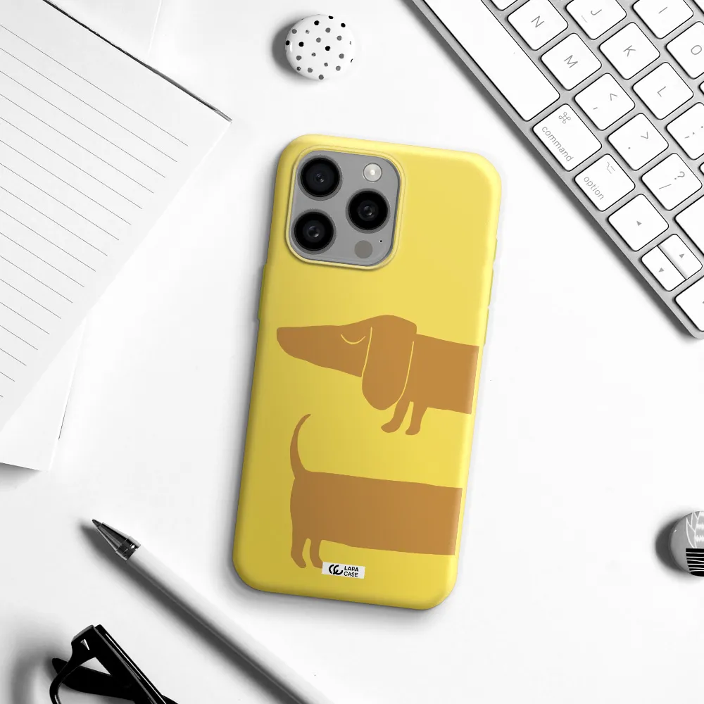 Dachshund Apple Iphone 15 Pro max Silicone canary yellow Case