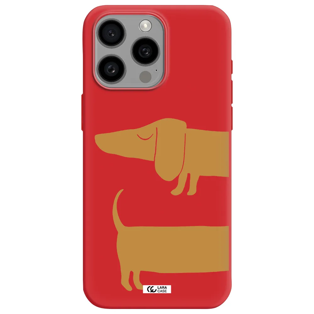 Dachshund Apple Iphone 15 Pro Max Silicone Imperial Red Case