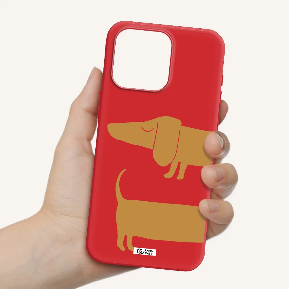 Dachshund Apple Iphone 15 Pro Max Silicone Imperial Red Case