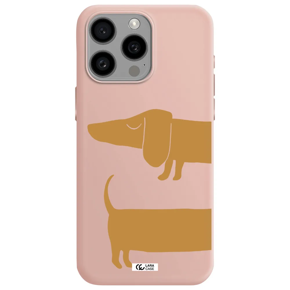 Dachshund Apple Iphone 15 Pro max Silicone pastel pink Case