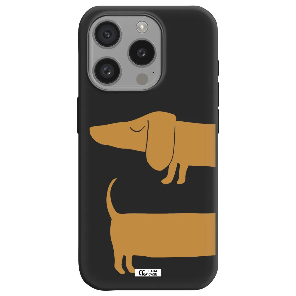 Dachshund Apple Iphone 15 Pro Silicone Black Case