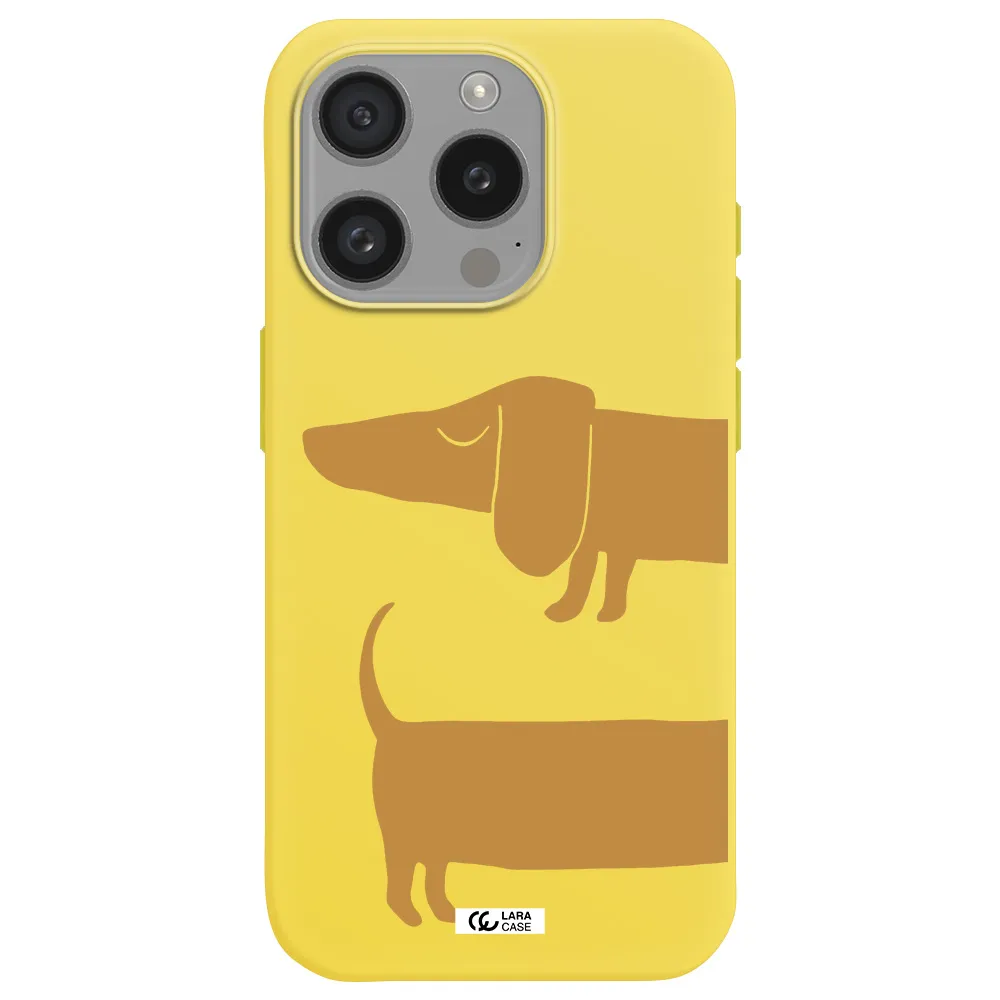 Dachshund Apple Iphone 15 Pro Silicone Canary Yellow Case