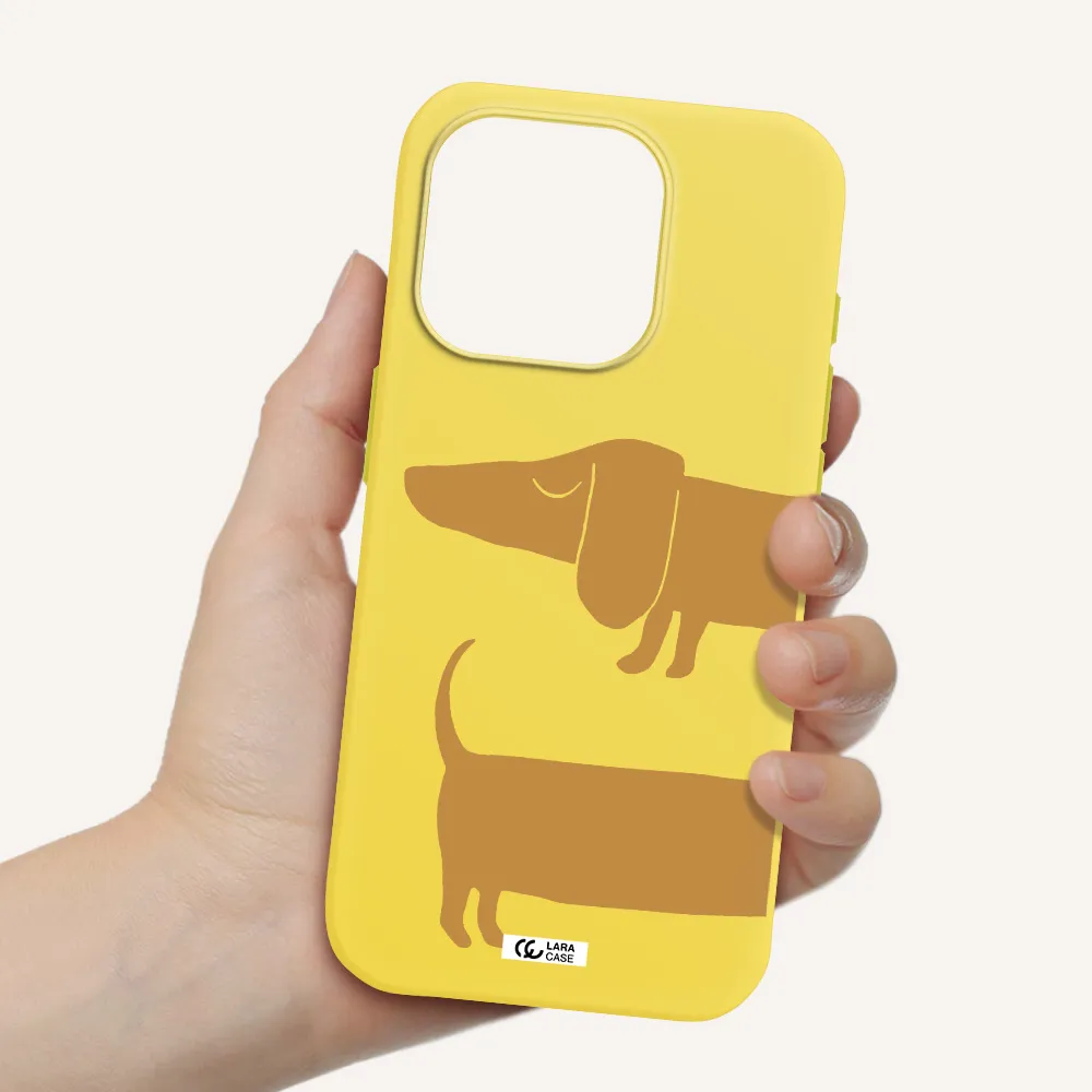 Dachshund Apple Iphone 15 Pro Silicone Canary Yellow Case