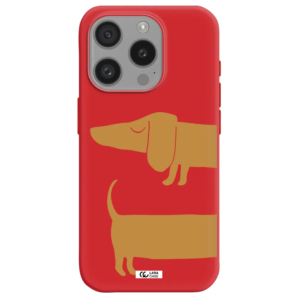 Dachshund Apple Iphone 15 Pro Silicone Imperial Red Case