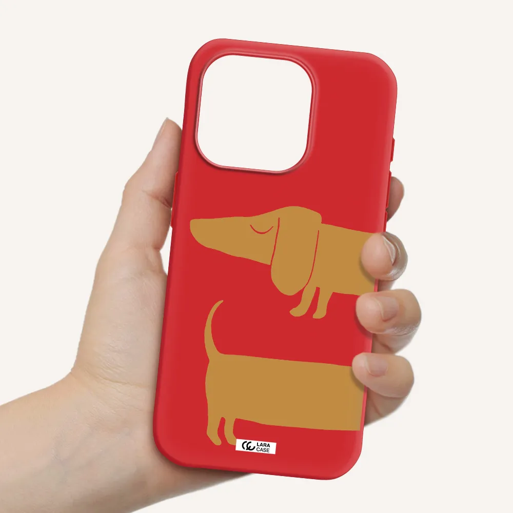 Dachshund Apple Iphone 15 Pro Silicone Imperial Red Case