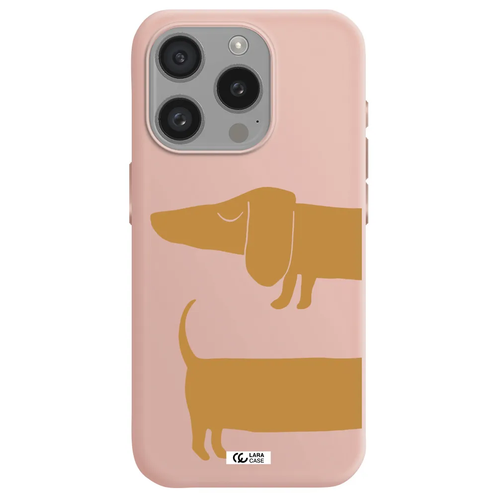 Dachshund Apple Iphone 15 Pro Silicone Pastel Pink Case
