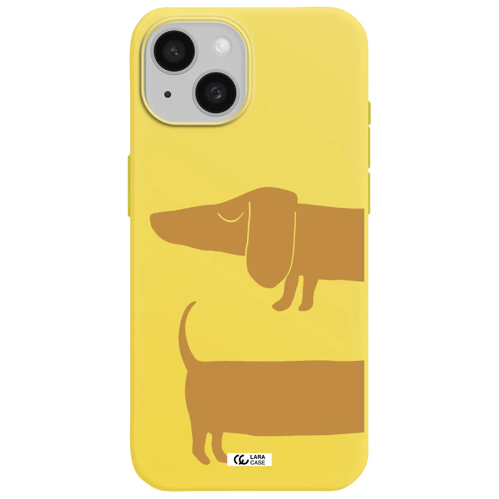 Dachshund Apple iPhone 15 Silicone canary yellow Case