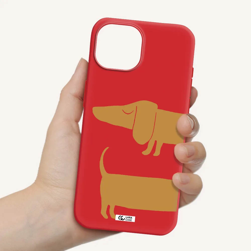 Dachshund Apple Iphone 15 Silicone Imperial Red Case