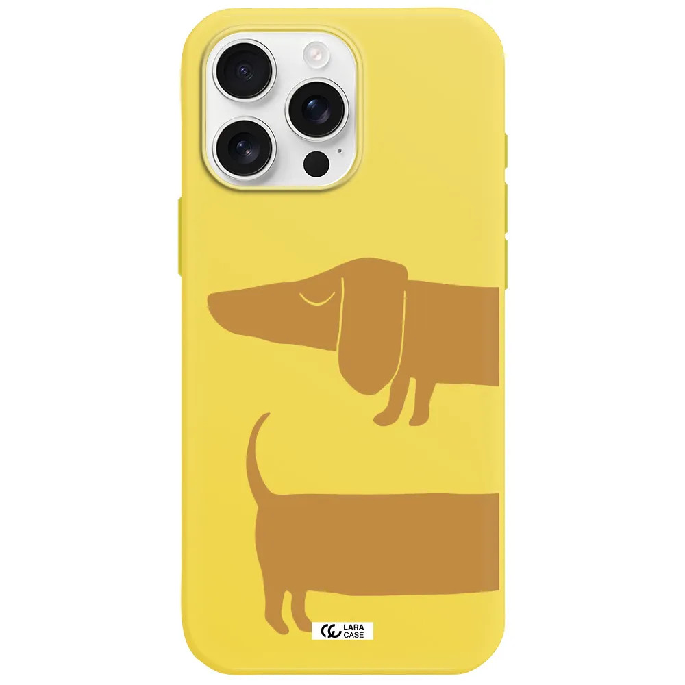Dachshund Apple Iphone 16 Pro Max Silicone Canary Yellow Case