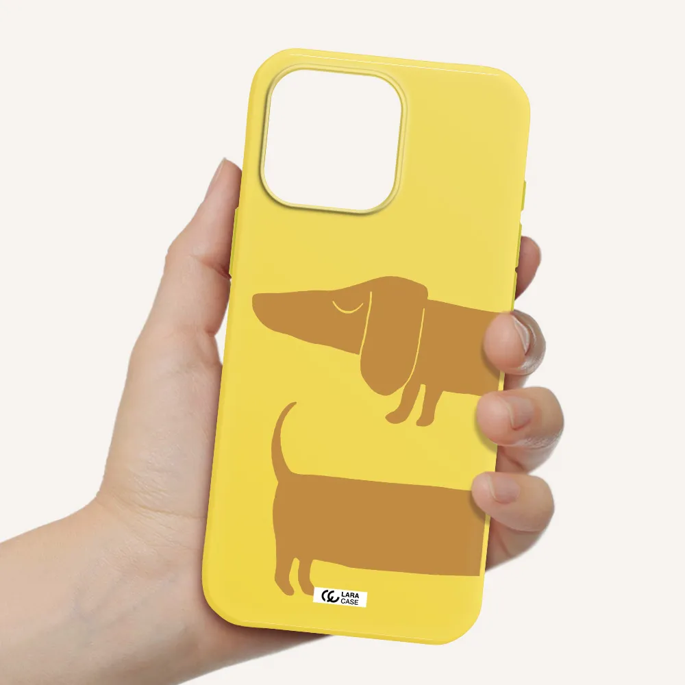 Dachshund Apple Iphone 16 Pro Max Silicone Canary Yellow Case
