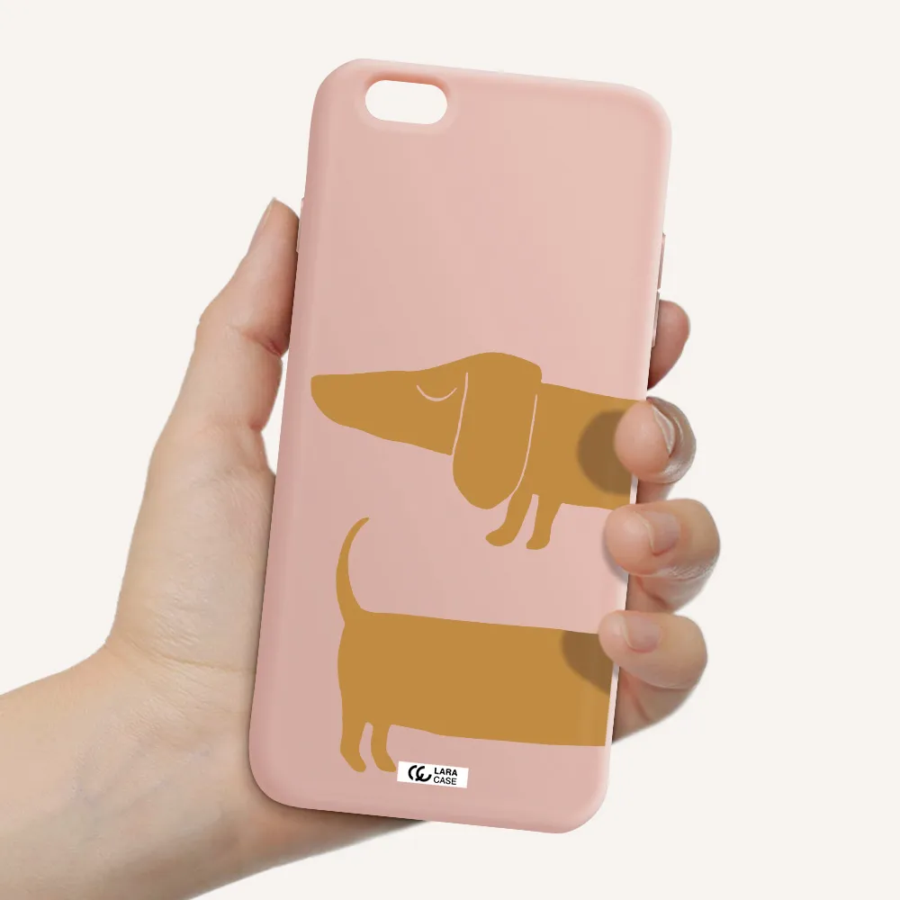 Dachshund Apple iPhone 6 plus Silicone pastel pink Case