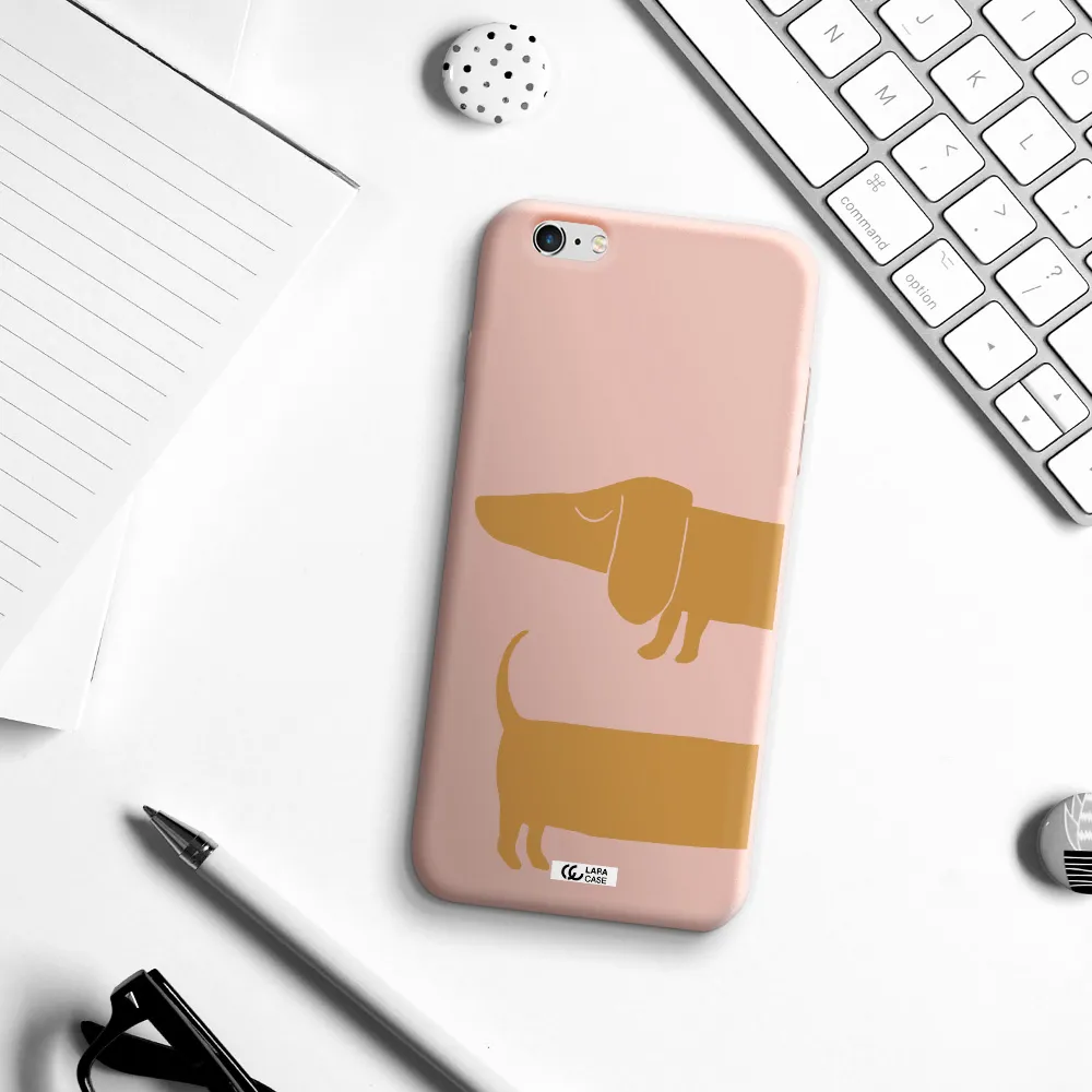 Dachshund Apple iPhone 6 plus Silicone pastel pink Case